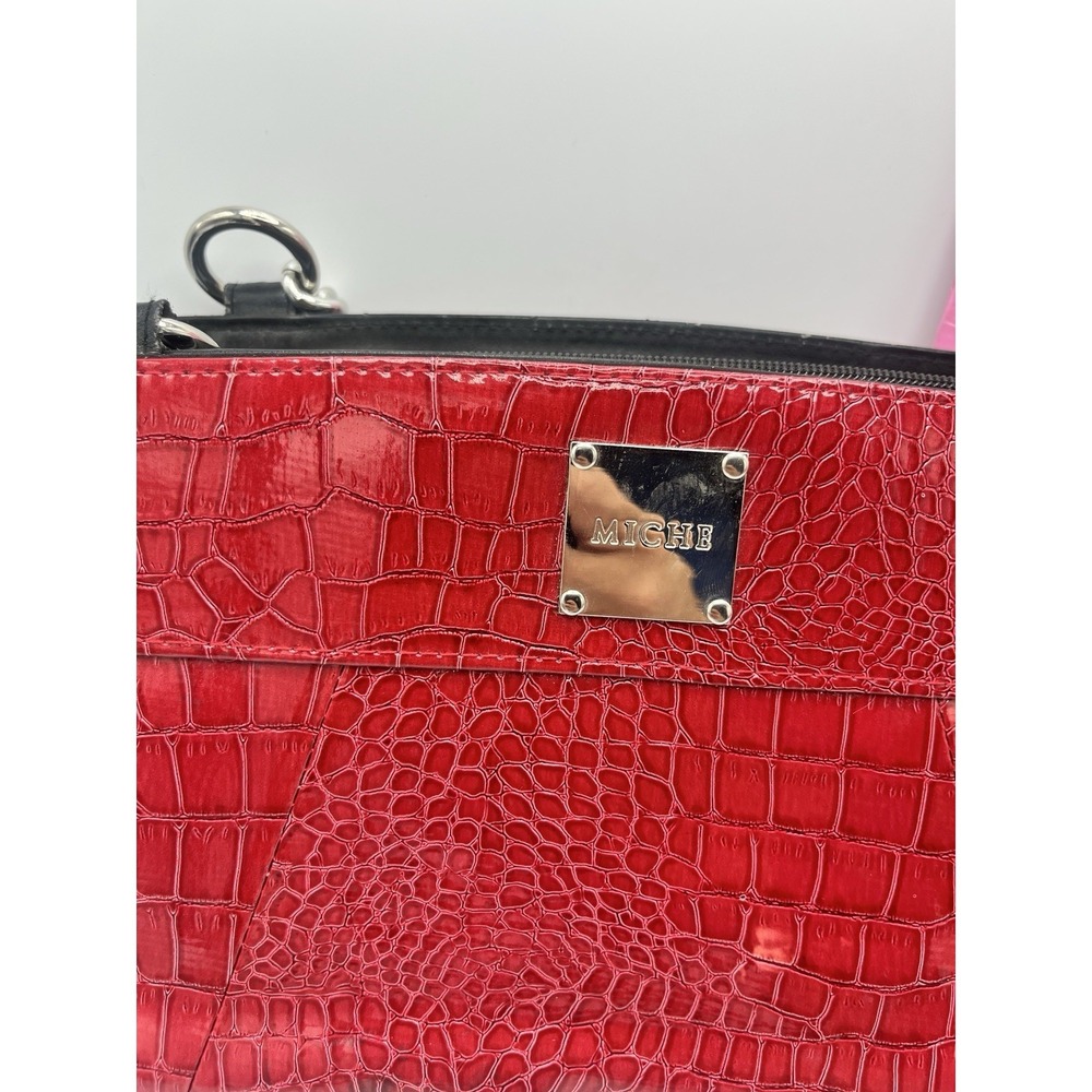 Miche Classic Purse w/ 2 Interchangeable Shells Red Pink Croc Faux Leather - Picture 2 of 9